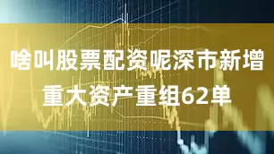 啥叫股票配资呢深市新增重大资产重组62单